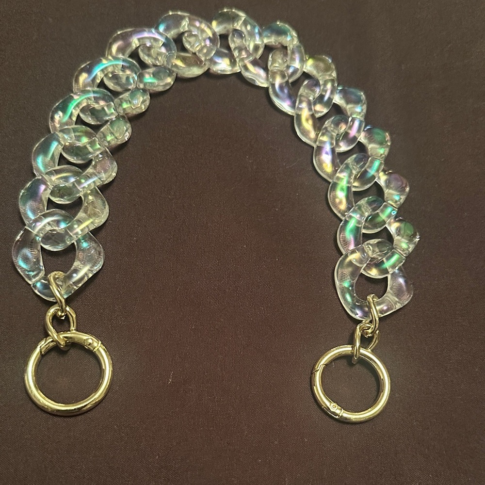 Holographic Clear Chain Bag Extension Gold Rings